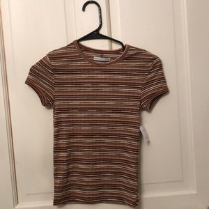 A brown striped T-shirt from Urban Outfitters.